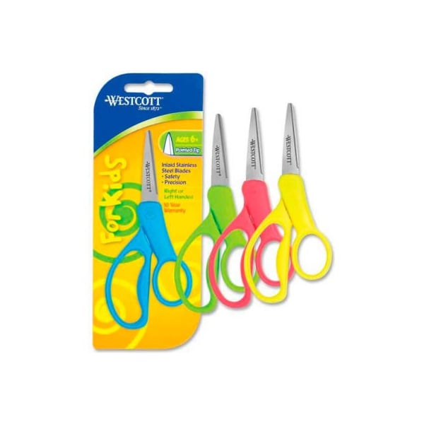Acme United Westcott Kids Scissors, 5"L Straight, Pointed Tip, Assorted 13131 - main